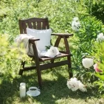 Wooden chair in garden